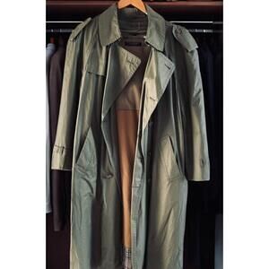 Vintage Men's Brooks Brothers Belted Trench Coat Removable Wool Lining 38 Reg